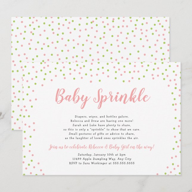 Editable Confetti Color Baby Sprinkle Einladung (Vorne/Hinten)