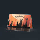 Editable Cool Cats Happy Birthday Karte<br><div class="desc">Diese schöne Karte zeigt eine Darstellung von Katzen vor einem orangefarbenen Hintergrund. Die Nachrichten auf der Vorderseite und auf der Innenseite können geändert werden, ebenso wie der Stil, die Farbe und die Größe des Schriftartes. Auch die Hintergrundfarben auf der Innenseite und der Rückseite können geändert werden. Diese Karte kann zum...</div>