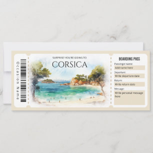 Editable Corsica Flugzeug Boarding Ticket Einladung