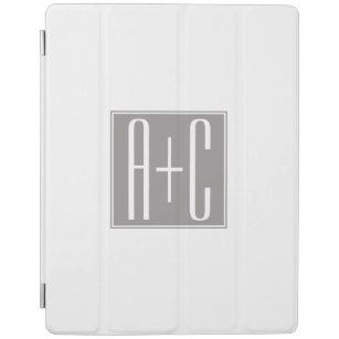 Editable Couples Initials   Weiß & Grau iPad Hülle