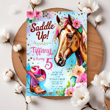Editable Cowgirl Birthday Einladung Template Girl