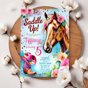 Editable Cowgirl Birthday Einladung Template Girl
