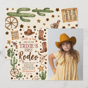 Editable Cowgirl Geburtstagsparty Foto Einladung