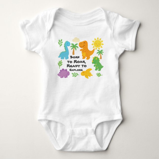 Editable Crayon Style – Dinosaur Roarsome Baby Strampler (Vorderseite)