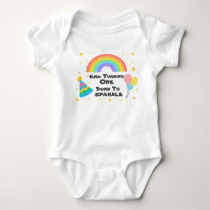 Editable Crayon Style - Rainbow Celebration Baby Strampler