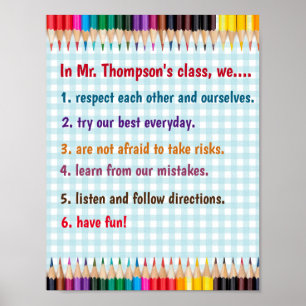Editable Crayons Classroom Rules Poster
