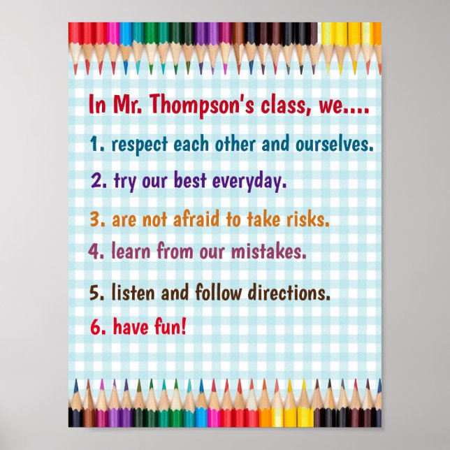 Editable Crayons Classroom Rules Poster (Vorne)