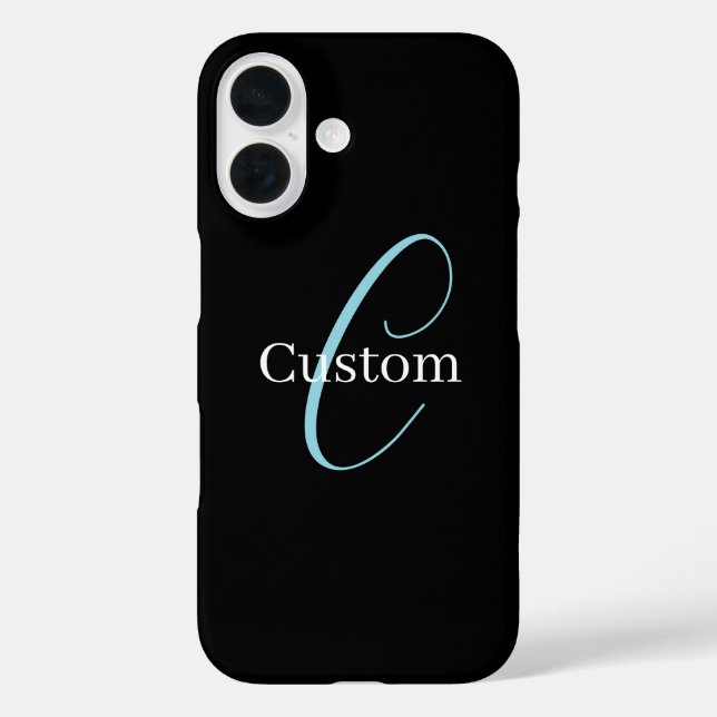 Editable Curry Script Monogram Black White Case-Mate iPhone Hülle (Rückseite)
