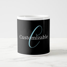 Editable Curry Script Monogram Black White Jumbo-Tasse