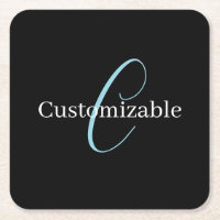 Editable Curry Script Monogram Black White