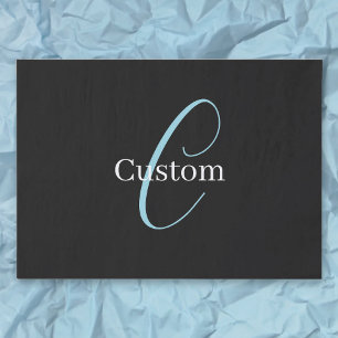 Editable Curry Script Monogram Black White Seidenpapier