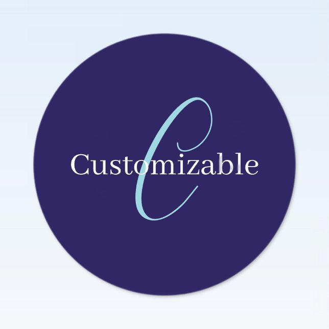 Editable Cursive Script Monogram Purplish Blue Etiketten (Von Creator hochgeladen)