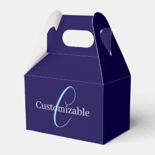 Editable Cursive Script Monogram Purplish Blue Geschenkschachtel