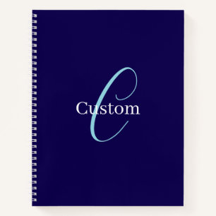 Editable Cursive Script Monogram Purplish Blue Notizbuch