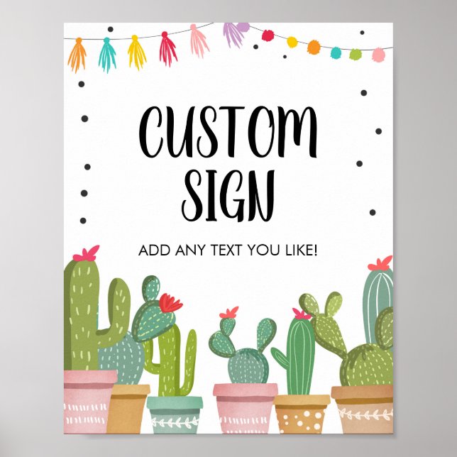 Editable Custom Fiesta Cactus Succulent Table Sign Poster (Vorne)