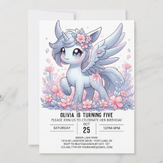 Editable Custom Unicorn Digital Geburtstag Einladung