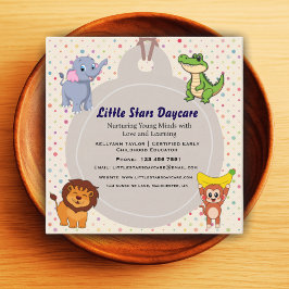 Editable Cute Safari Animals Nursery Card Design Quadratische Visitenkarte