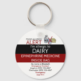 Editable Dairy Food Allergy and Medicine Alert Tag Schlüsselanhänger