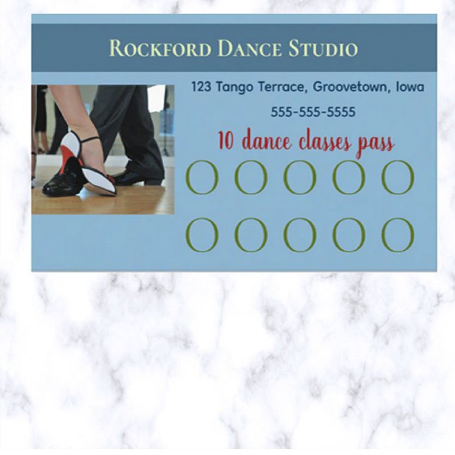 Editable Dance Lessons Pass Loyalty Card Treuekarte (Von Creator hochgeladen)