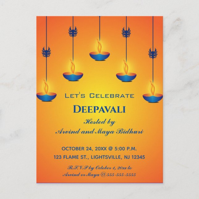 Editable Deepavali Einladung (Vorderseite)
