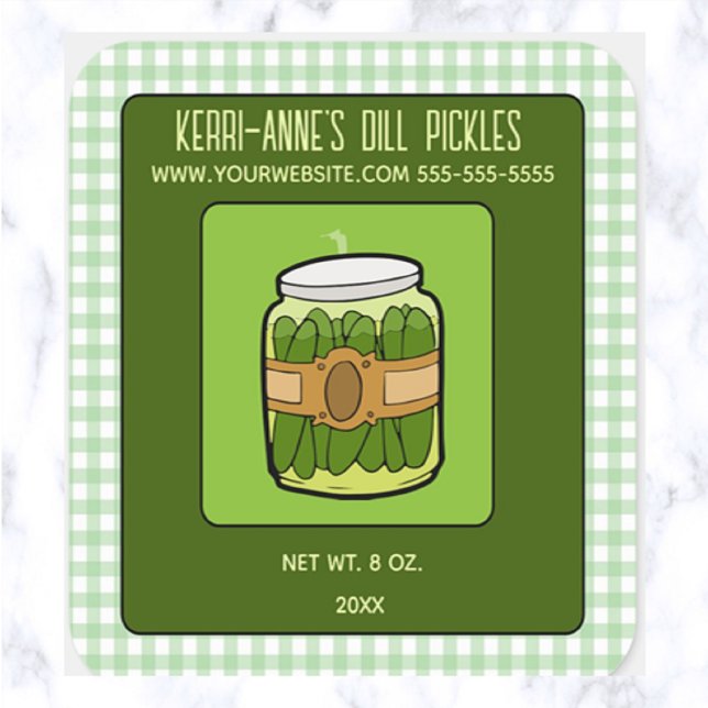 Editable Dill Pickles Quadratischer Aufkleber (Von Creator hochgeladen)
