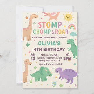 Editable Dino Party Einladung
