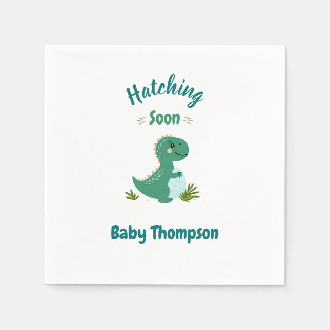 Editable Dinosaur Baby Boy Dusche Schnürung bald Serviette (Vorderseite)