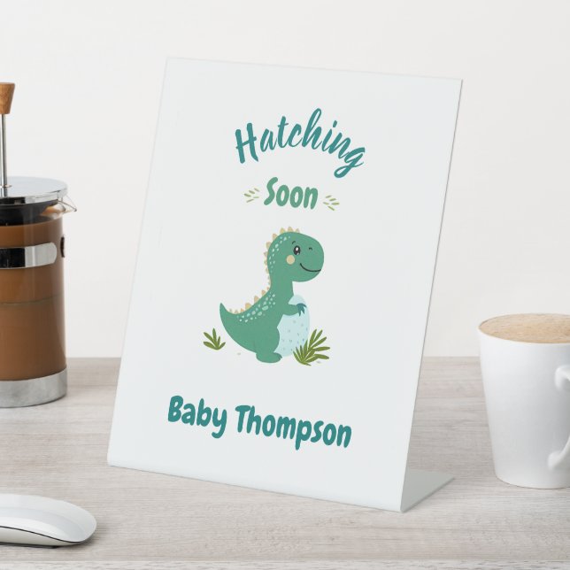 Editable Dinosaur Baby Boy Dusche Schnürung bald Sockelschild (In SItu)