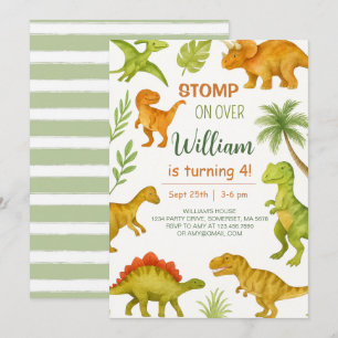 Editable Dinosaur Birthday Party Einladung