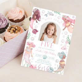 Editable Dive Into Five Mermaid Invitation Einladung