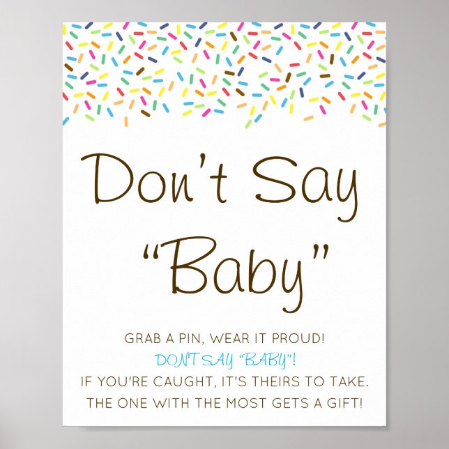 Editable Don't Say Baby Sign, schnappen Sie sich e Poster (Vorne)