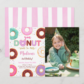Editable Donut Birthday Party Foto Einladung
