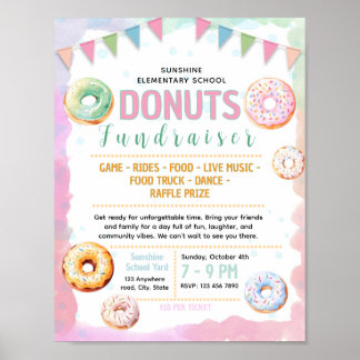 Editable donuts fundraiser flyer poster