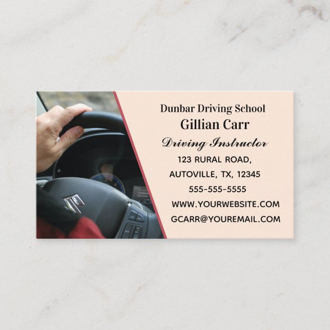Editable Driving School Instructor Visitenkarte (Vorderseite)