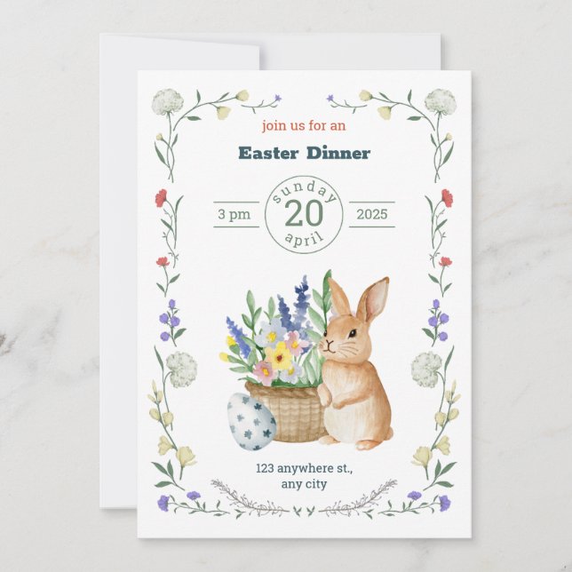 Editable Easter Potluck Invitation Einladung (Vorderseite)