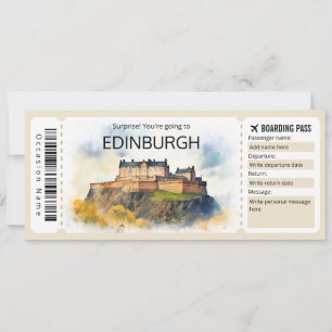 Editable Edinburgh Flugzeug Ticket Scotland Trip Einladung