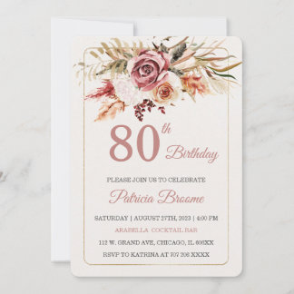 Editable Elegant 80. Geburtstagsvorlage Einladung