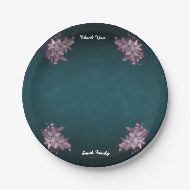 Editable Elegant Floral Paper Plates Pappteller (Vorderseite)