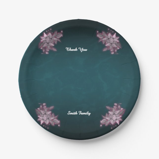 Editable Elegant Floral Paper Plates Pappteller (Vorderseite)