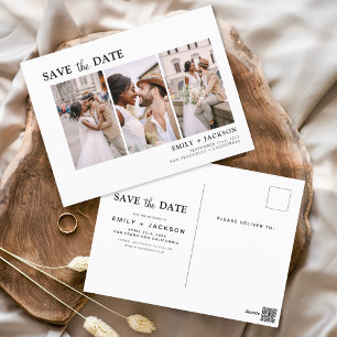 Editable Elegant Save the Date 3 Foto Einfach Postkarte