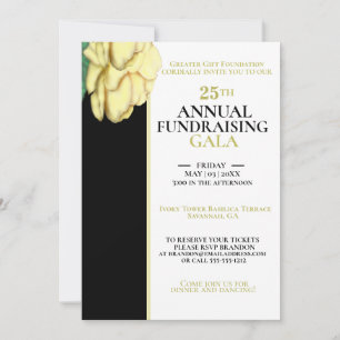 Editable Elegant White, Black Wohltätigkeit Event  Einladung