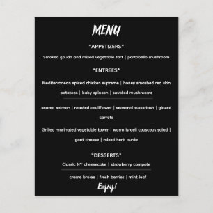 Editable Elegante Black and White Menu Flyer