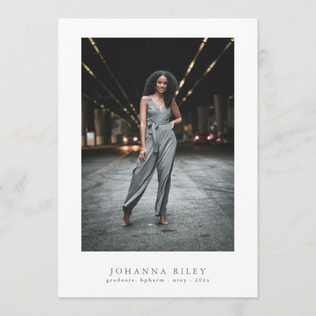 Editable Elegante Text Foto University Abschluss Ankündigung (Vorderseite)