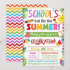Editable End of School Party Schools Out Party Einladung