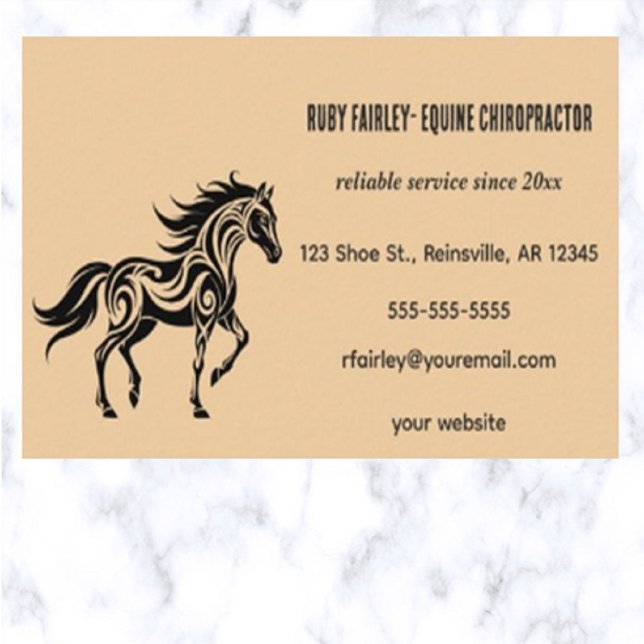Editable Equine Chiropraktor Business Card Visitenkarte (Von Creator hochgeladen)