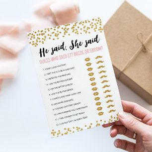 Editable Er sagte: "Sie sagte Brautparty Game Card Einladung
