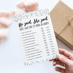 Editable Er sagte: "Sie sagte Brautparty Game Card Einladung