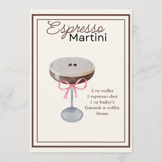 Editable Espresso Martini Rezept Card Menükarte (Vorderseite)