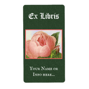 Editable Ex Libris Buchzeichen Vintag Rosa Rose