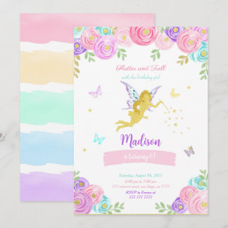 Editable Fairy Birthday Party Einladung